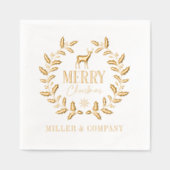 メリークリスマスディアー企業のリース 箔ナプキン (正面)