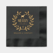 メリークリスマスディアー企業のリース 箔ナプキン (正面)