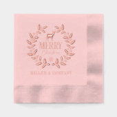 メリークリスマスディアー企業のリース 箔ナプキン (正面)