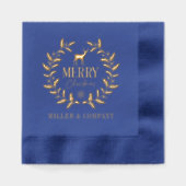 メリークリスマスディアー企業のリース 箔ナプキン (正面)