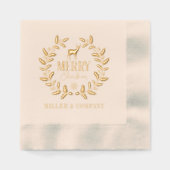 メリークリスマスディアー企業のリース 箔ナプキン (正面)