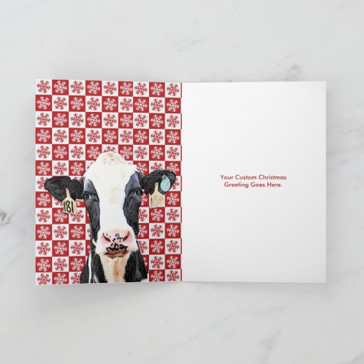 メリークリスマスデイリーカウホルスタインファームスノーフレーク  カード (内部)