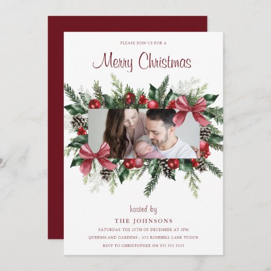 メリークリスマスデイリース写真パーティー 招待状 (正面/裏面)