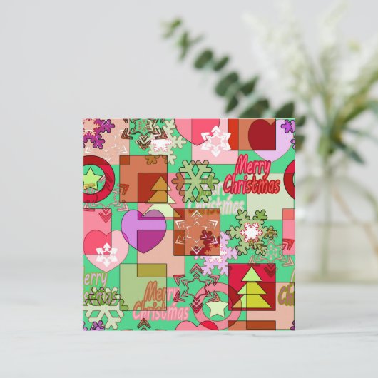 メリークリスマスデコレーションオーナメントスノーフレーク聞く シーズンカード (スタンド正面)