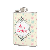 メリークリスマスデコレーションピンク&ブルースノーフレーク フラスク (左)