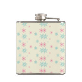 メリークリスマスデコレーションピンク&ブルースノーフレーク フラスク (裏面)