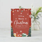 メリークリスマスデコレーションレッド招待状 招待状 (スタンド正面)