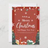 メリークリスマスデコレーションレッド招待状 招待状 (正面)