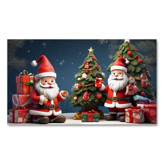 メリークリスマスデザインとハッピーホリデー マグネット名刺 (正面)