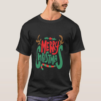メリークリスマスデザインブラックTシャツ Tシャツ