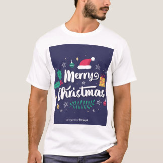 メリークリスマスデザイン付きメンズTシャツ Tシャツ