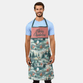メリークリスマスデザイン エプロン (着用した状態)