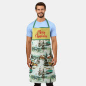 メリークリスマスデザイン エプロン (着用した状態)