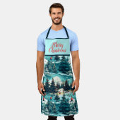 メリークリスマスデザイン エプロン (着用した状態)