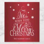 メリークリスマスデザイン、ハンドレタリング。 ワインラベル (シングルラベル)