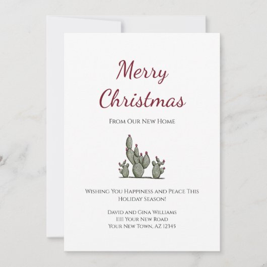 メリークリスマスデザートサボテン新しいホームムービング 案内状 (正面)