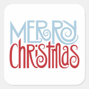 メリークリスマスデュスクブルースクエアステッカー スクエアシール