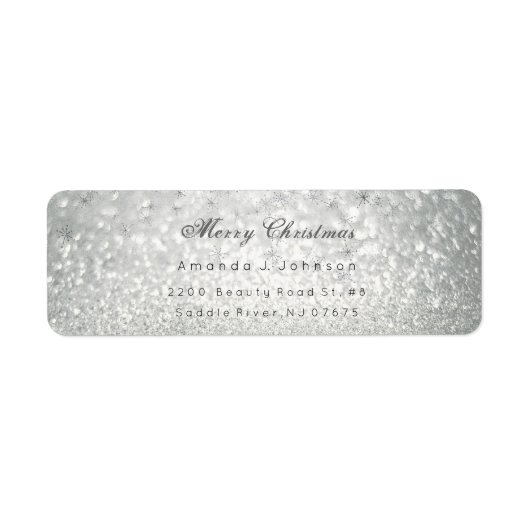メリークリスマスデリケートなシルバースターズスノーグレー ラベル (正面)