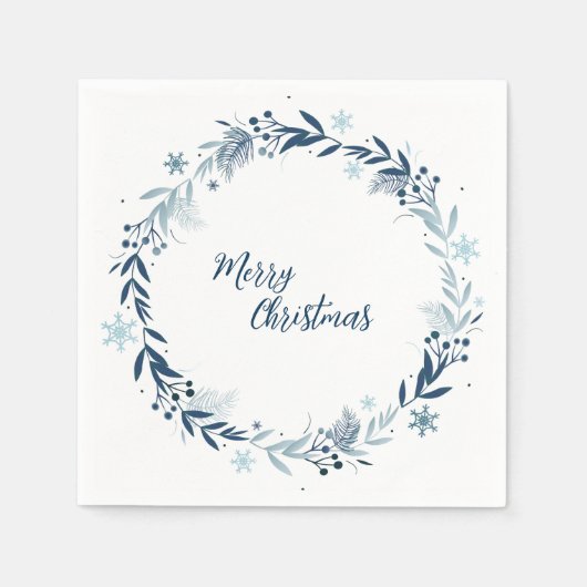 メリークリスマスデリケート冬リース スタンダードカクテルナプキン (正面)