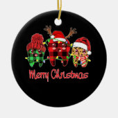 メリークリスマスデンタルアシスタントースヒョウ セラミックオーナメント (正面)