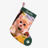 メリークリスマスデーかわいいカスタムペットの名前と写真 スモールクリスマスストッキング (正面 (吊り時))