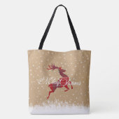 メリークリスマストインデナークラフト&タータンチェックレッドID590 トートバッグ (裏面)