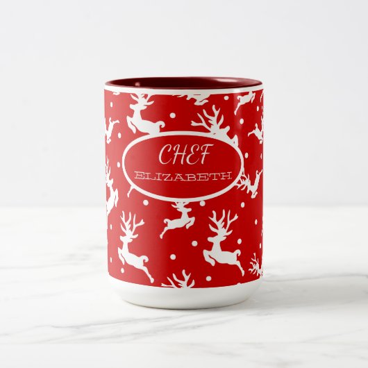 メリークリスマストインデナーズ赤い休日 ツートーンマグカップ (中央)