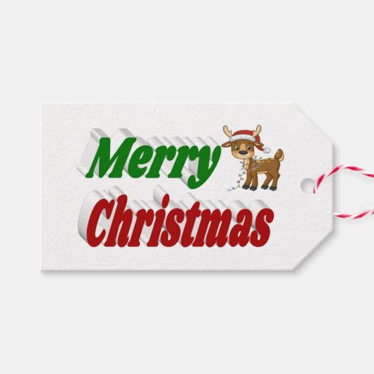 メリークリスマストインデナータイポグラフィ ギフトタグ (正面(横))