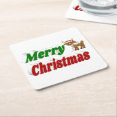 メリークリスマストインデナータイポグラフィ スクエアペーパーコースター (アングル)