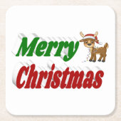 メリークリスマストインデナータイポグラフィ スクエアペーパーコースター (正面)