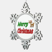 メリークリスマストインデナータイポグラフィ スノーフレークピューターオーナメント (右)
