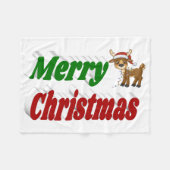 メリークリスマストインデナータイポグラフィ フリースブランケット (正面(横))