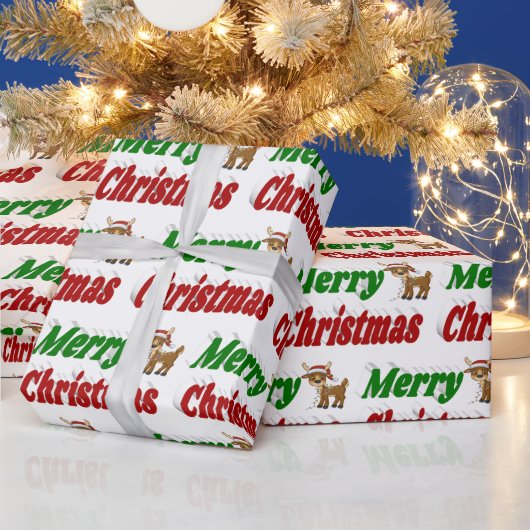 メリークリスマストインデナータイポグラフィ ラッピングペーパー (クリスマス)