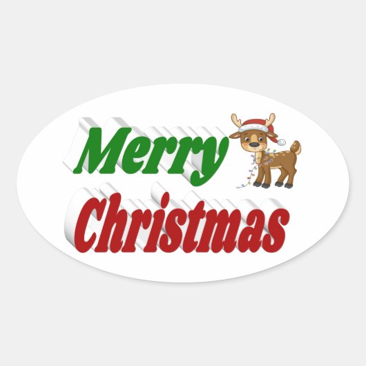 メリークリスマストインデナータイポグラフィ 楕円形シール (正面)