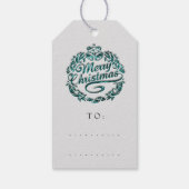 メリークリスマストゥネームリースティール(緑がかった色)ベルズグレー ギフトタグ (裏面)