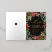 メリークリスマストゥユークラシックのポインセチア金ゴールド 箔シーズンカード (外側レイダウン)