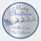 メリークリスマストゥーブルーネイビーグリッターサンタ ラウンドシール (正面)