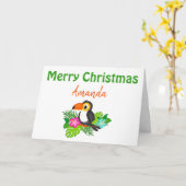 メリークリスマストトゥーカンカード カード (黄色い花)