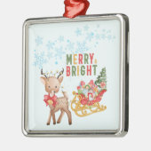 メリークリスマストナカイとサンタそり メタルオーナメント (左)