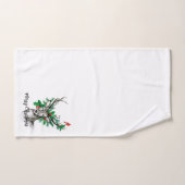 メリークリスマストナカイの葉と（鳥）ショウジョウコウカンチョウ バスタオルセット (ハンドタオル)