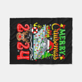 メリークリスマストナカイクリスマスファミリーメンズ フリースブランケット (正面(横))