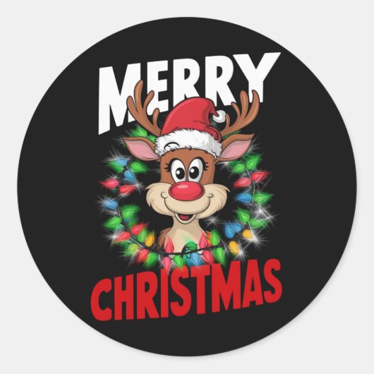 メリークリスマストナカイクリスマスホリデー ラウンドシール (正面)