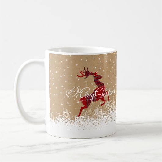 メリークリスマストナカイタータンチェックレッド/クラフトID590 コーヒーマグカップ (左)