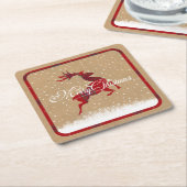 メリークリスマストナカイタータンチェックレッド/クラフトID590 スクエアペーパーコースター (アングル)