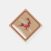 メリークリスマストナカイタータンチェックレッド/クラフトID590 スタンダードカクテルナプキン (角)