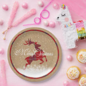 メリークリスマストナカイタータンチェックレッド/クラフトID590 ペーパープレート (パーティー)