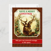 メリークリスマストナカイパーソナライズされたア木目 シーズンポストカード (正面/裏面)