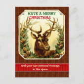 メリークリスマストナカイパーソナライズされたア木目 シーズンポストカード (正面)