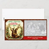 メリークリスマストナカイパーソナライズされたリボン シーズンカード (正面/裏面)