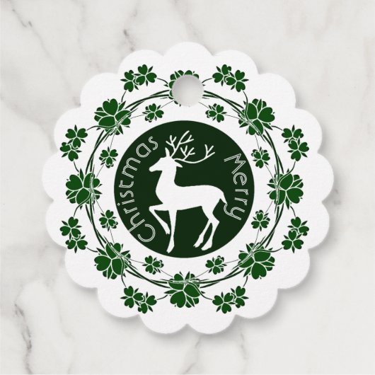 メリークリスマストナカイフローラグリーンリースかわいい フェイバータグ (裏面)